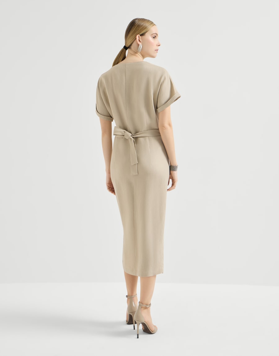 Wrap-effect dress Beige Woman - Brunello Cucinelli