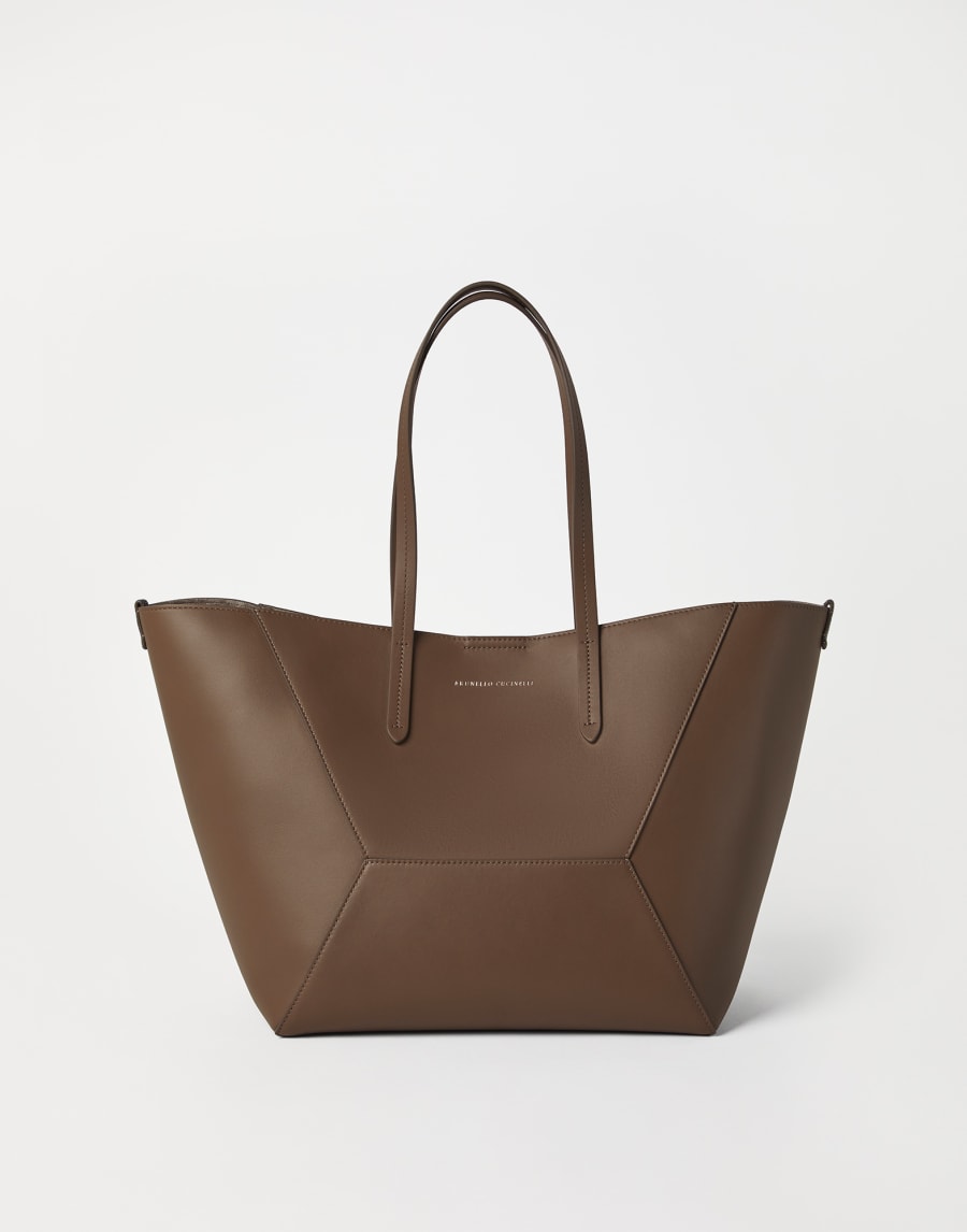 Calfskin BC Duo bag Brown Gianduia Woman - Brunello Cucinelli