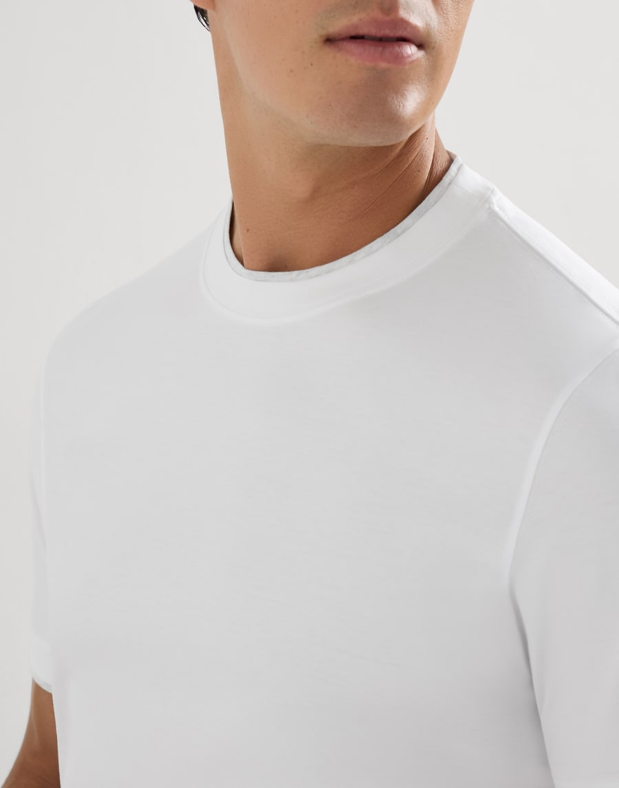 T-shirt with faux-layering White Man - Brunello Cucinelli