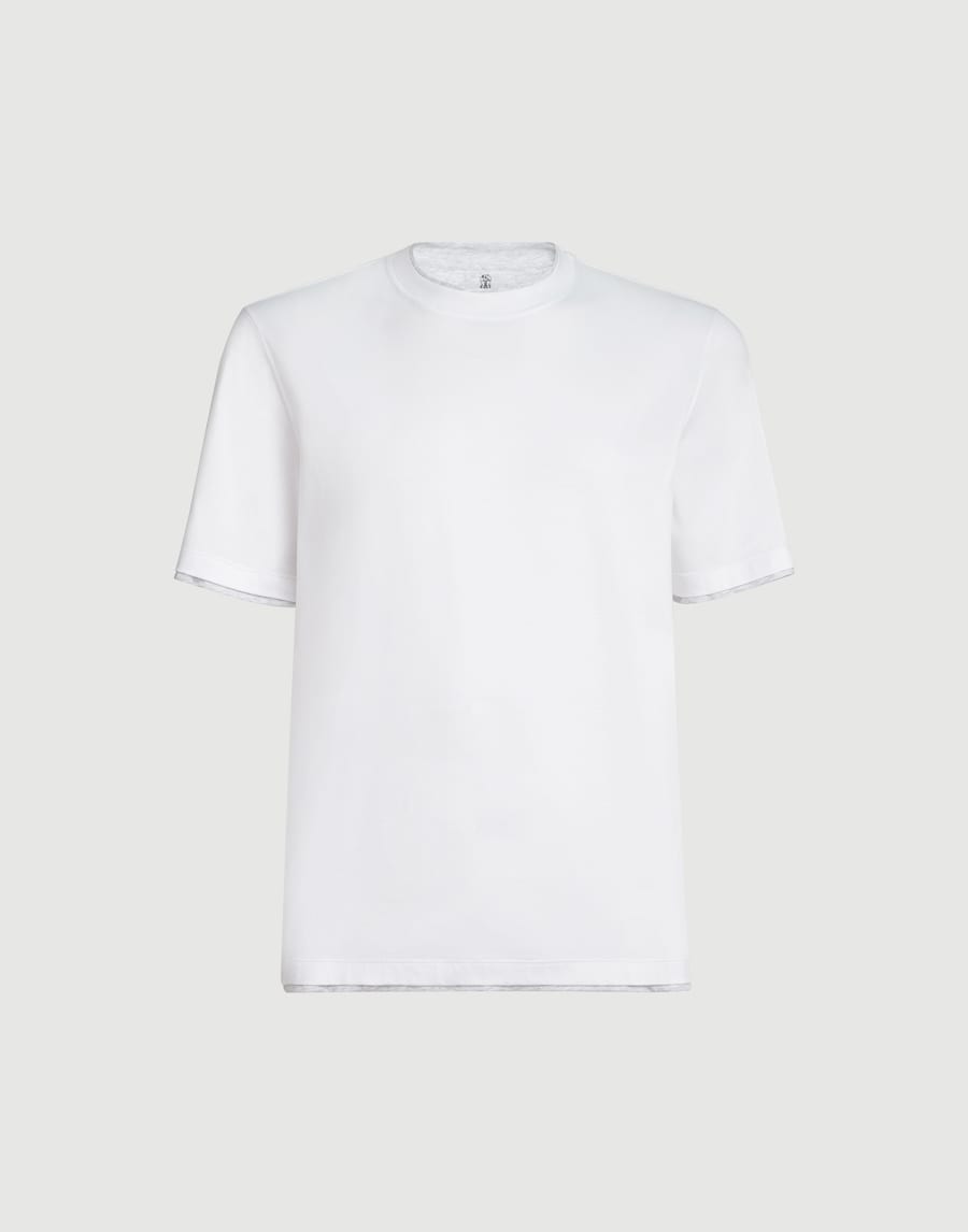 T-shirt with faux-layering White Man - Brunello Cucinelli