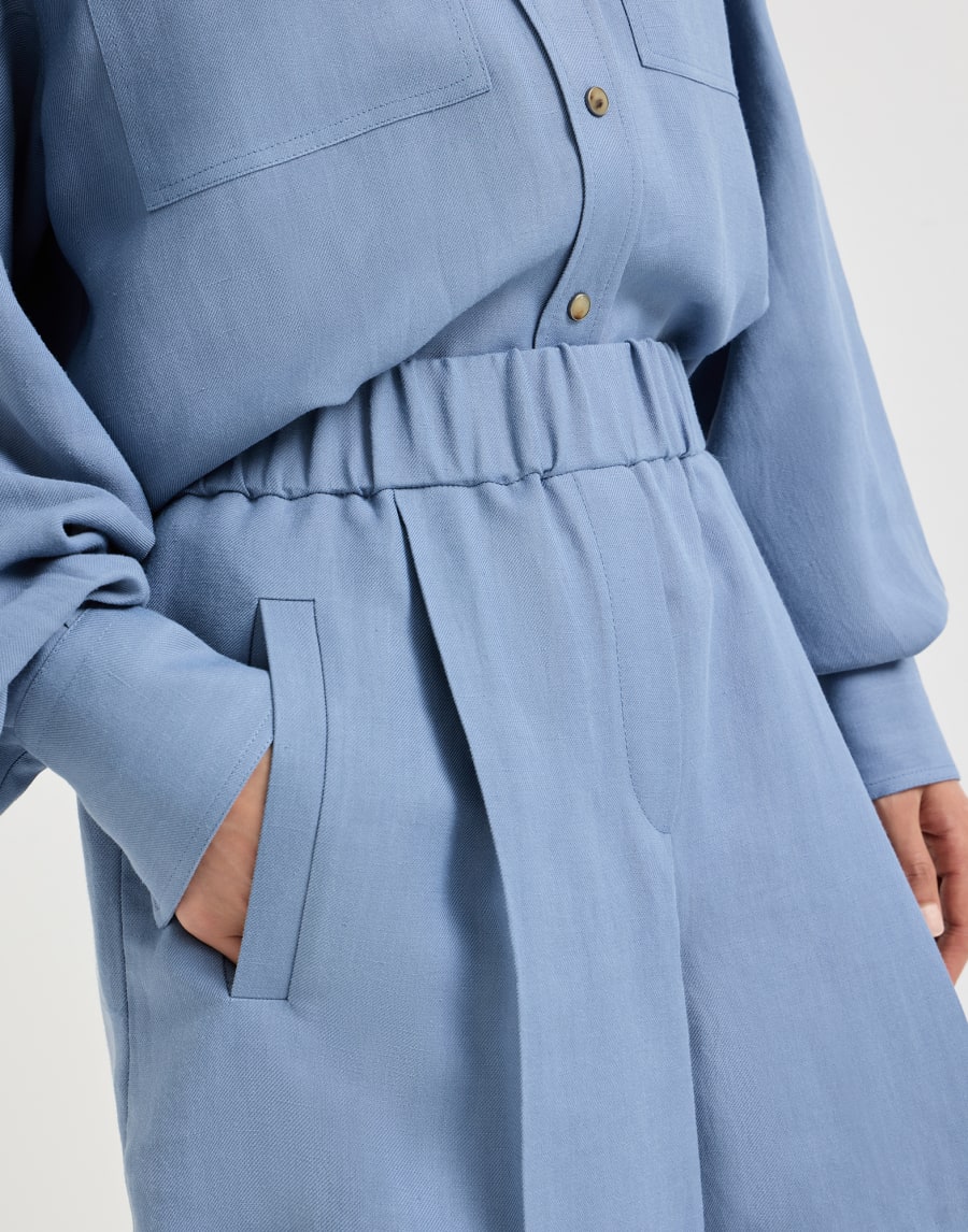 Fluid twill baggy shorts Azure Woman - Brunello Cucinelli