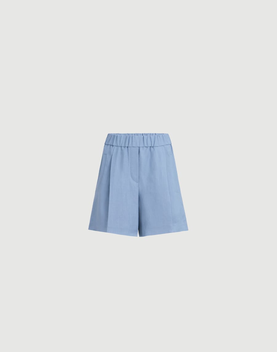 Fluid twill baggy shorts Azure Woman - Brunello Cucinelli
