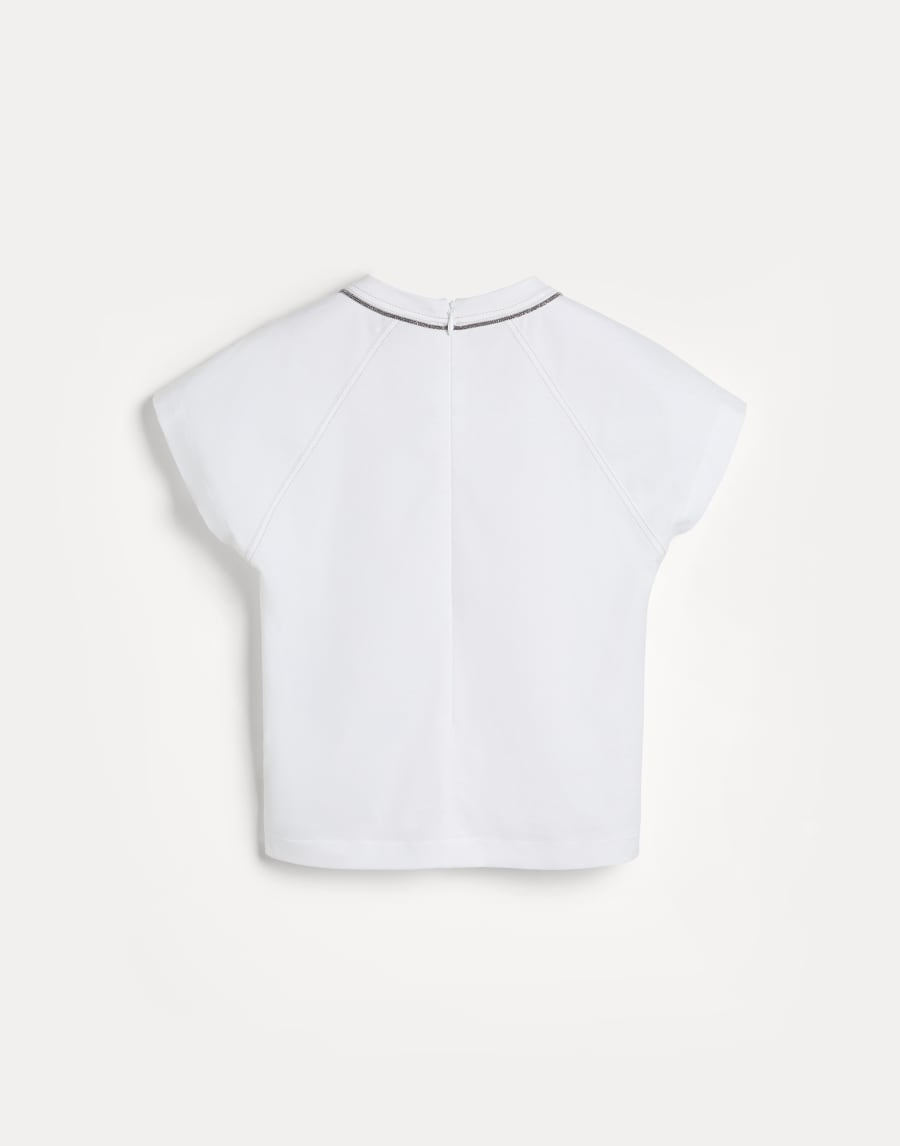 镶珠装饰棉质汗布 T 恤 白色 女童 - Brunello Cucinelli