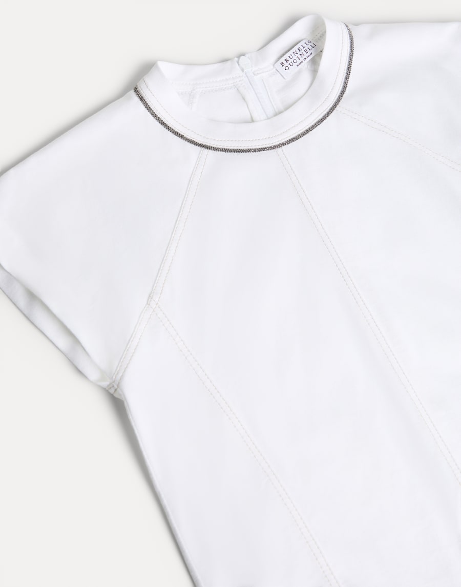 镶珠装饰棉质汗布 T 恤 白色 女童 - Brunello Cucinelli
