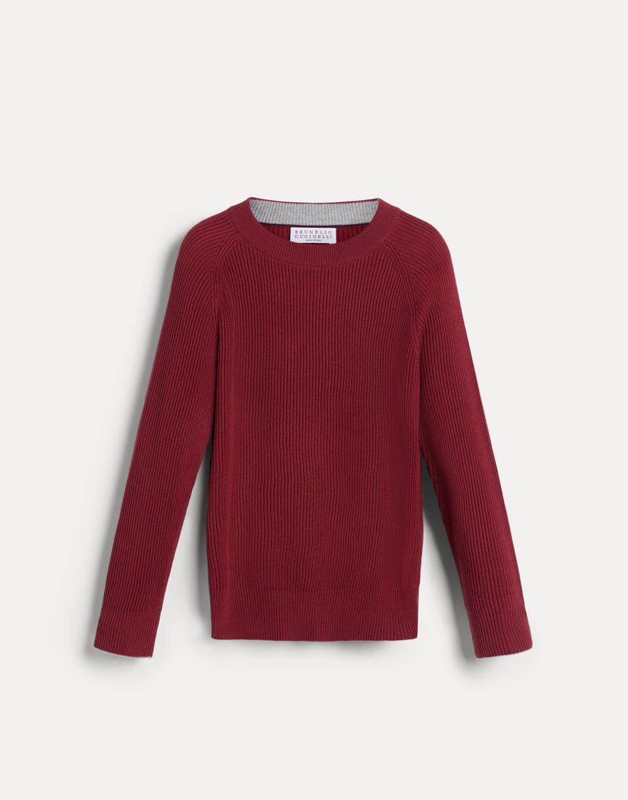 Cotton English rib sweater Red Boys - Brunello Cucinelli