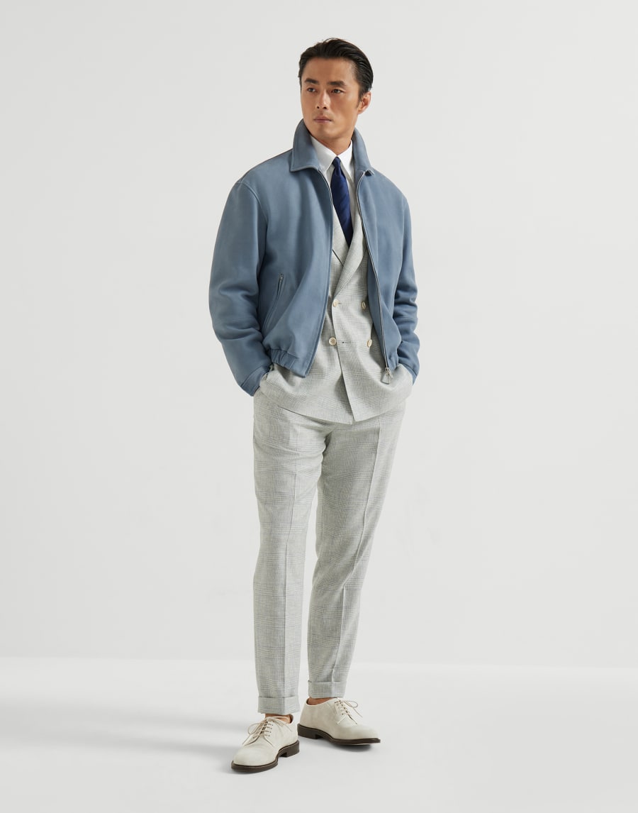 Nubuck outerwear jacket Slate Man - Brunello Cucinelli