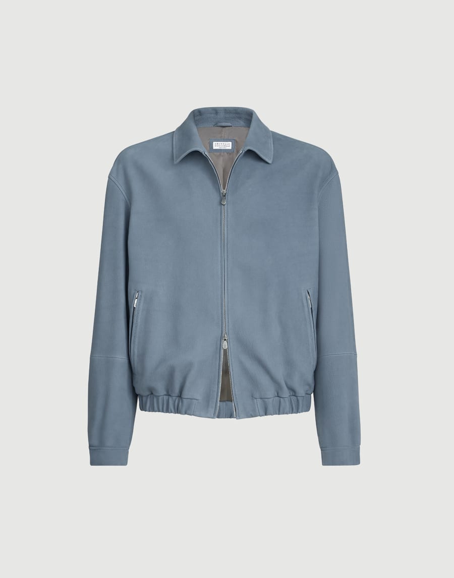 Nubuck outerwear jacket Slate Man - Brunello Cucinelli