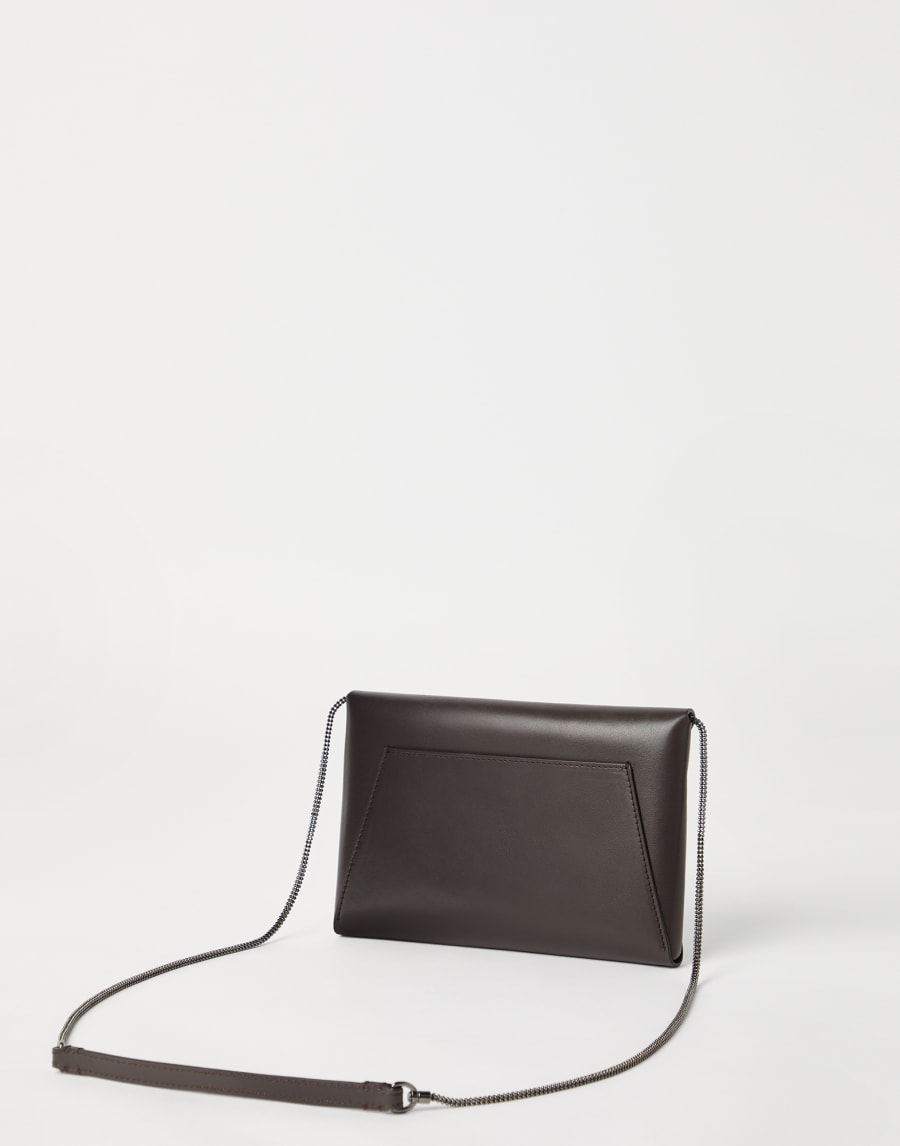 Calfskin BC Duo pochette Pine Cone Brown Woman - Brunello Cucinelli