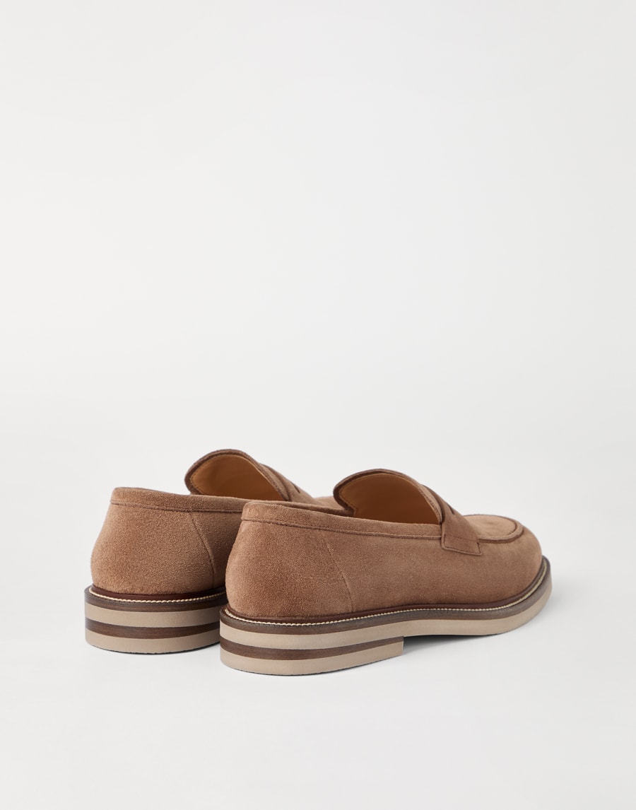 Suede Penny loafer Hazelnut Man - Brunello Cucinelli