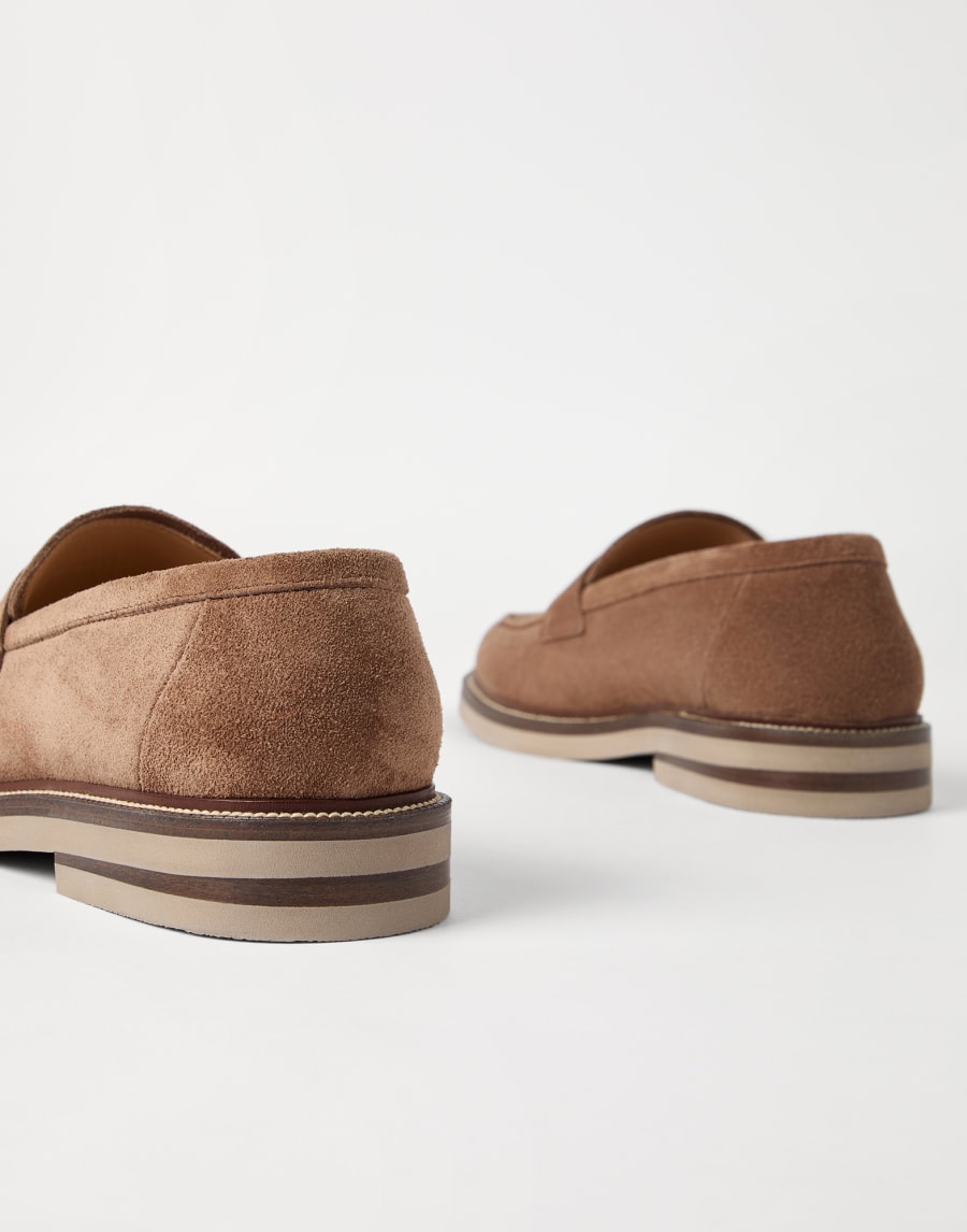 Suede Penny loafer Hazelnut Man - Brunello Cucinelli