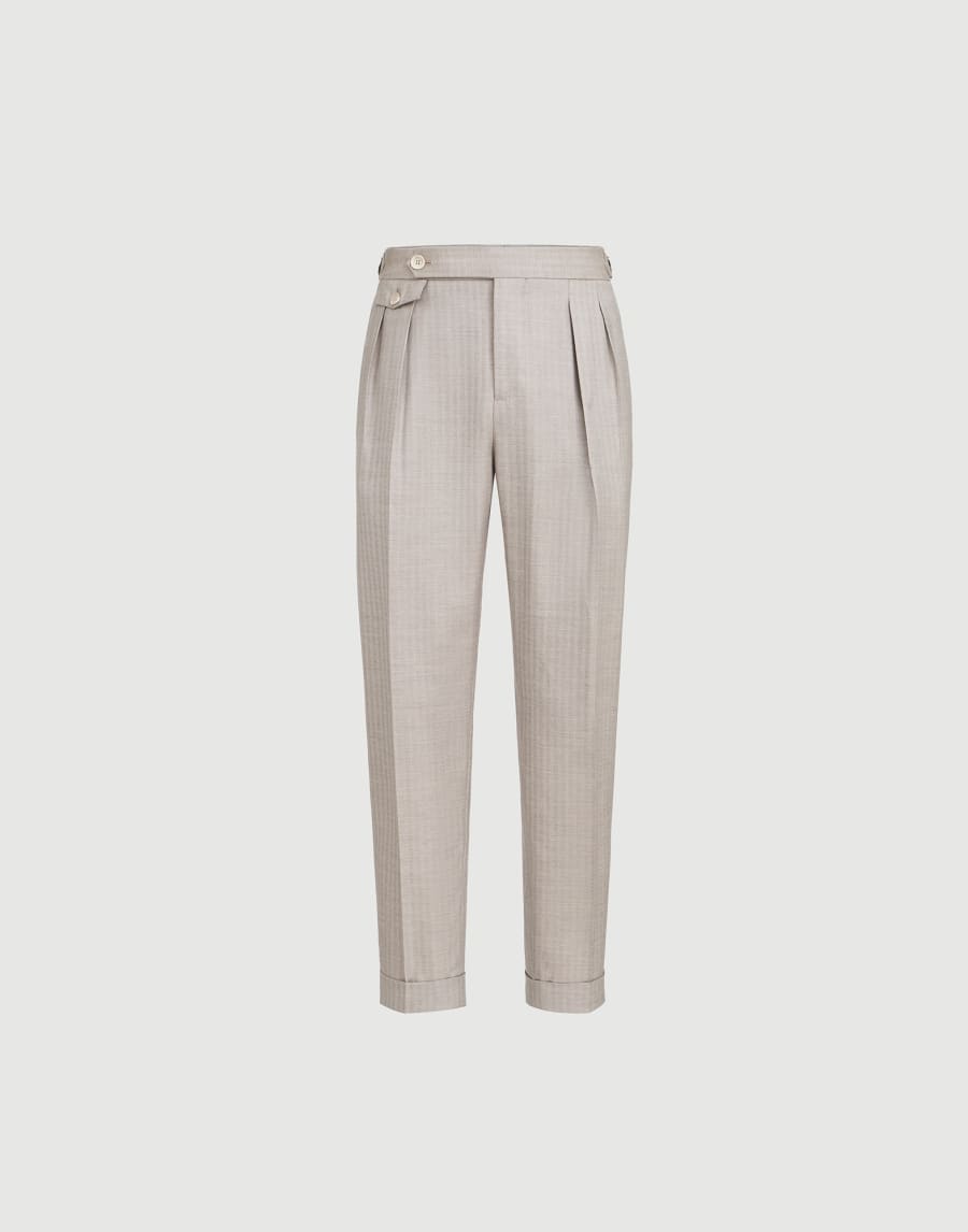 Trousers with double pleats and tabs Light Grey Man - Brunello Cucinelli