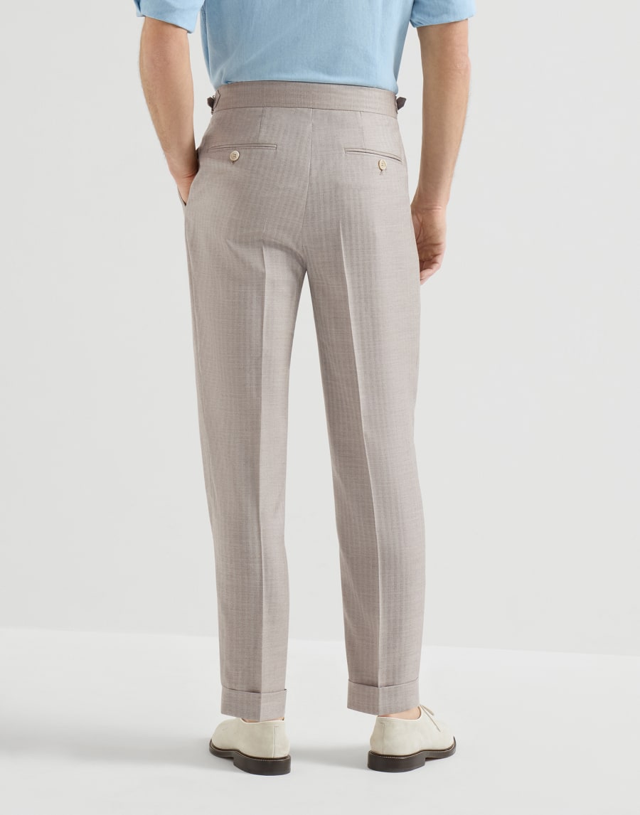 Trousers with double pleats and tabs Light Grey Man - Brunello Cucinelli