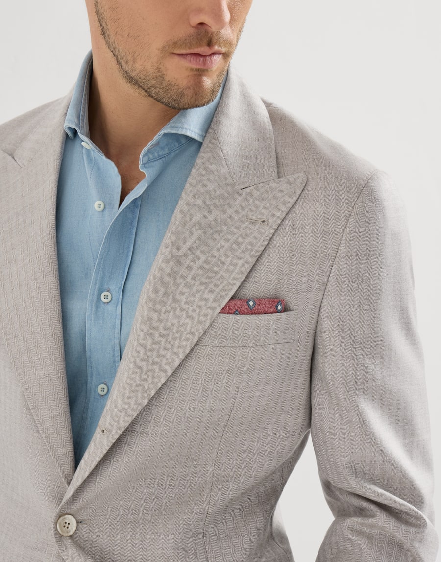 Veste déstructurée à chevrons Gris Clair Homme - Brunello Cucinelli