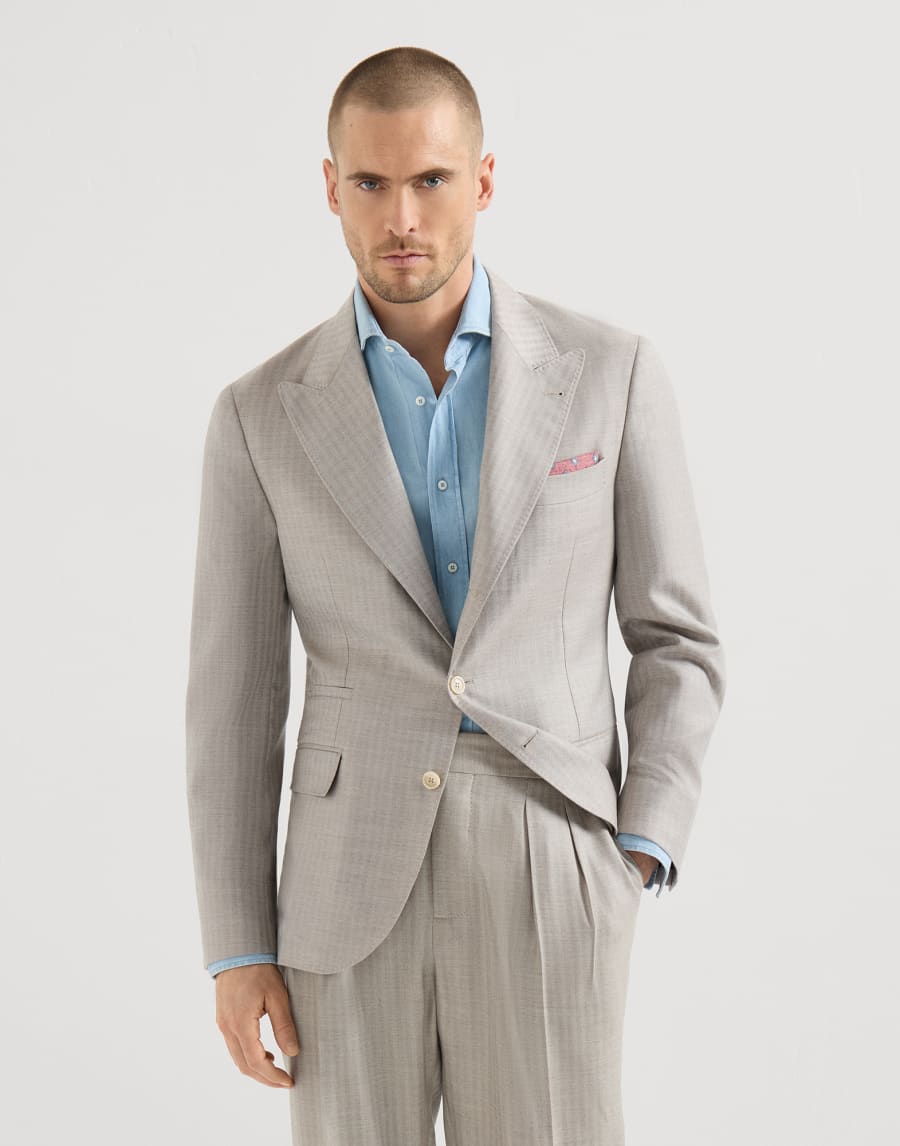 Veste déstructurée à chevrons Gris Clair Homme - Brunello Cucinelli