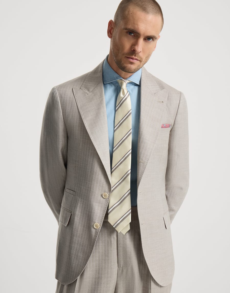 Veste déstructurée à chevrons Gris Clair Homme - Brunello Cucinelli