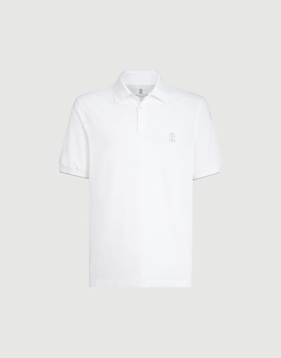 Piqué polo shirt White Man - Brunello Cucinelli