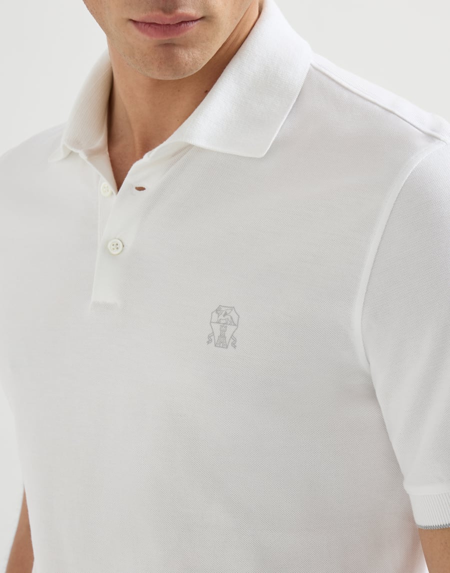 Piqué polo shirt White Man - Brunello Cucinelli