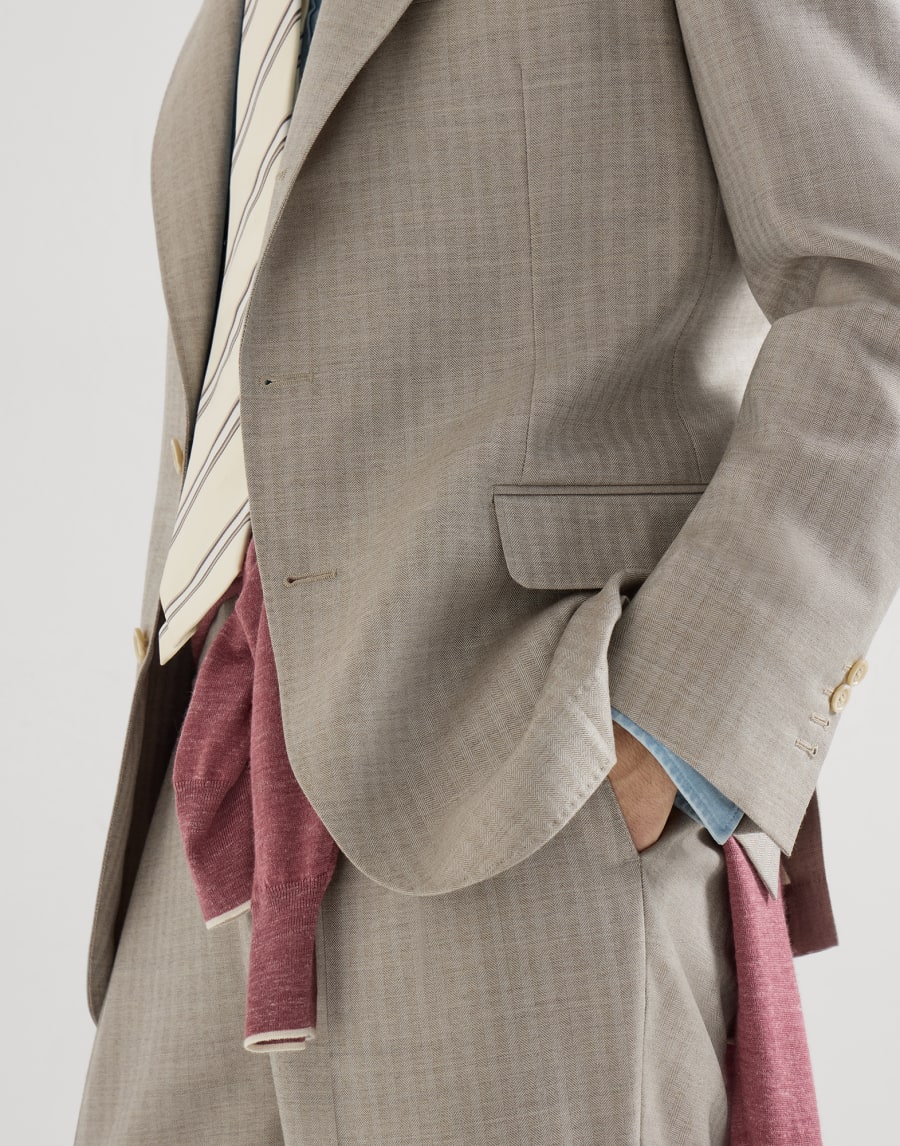 雪佛龙西裝 浅灰 男款 - Brunello Cucinelli