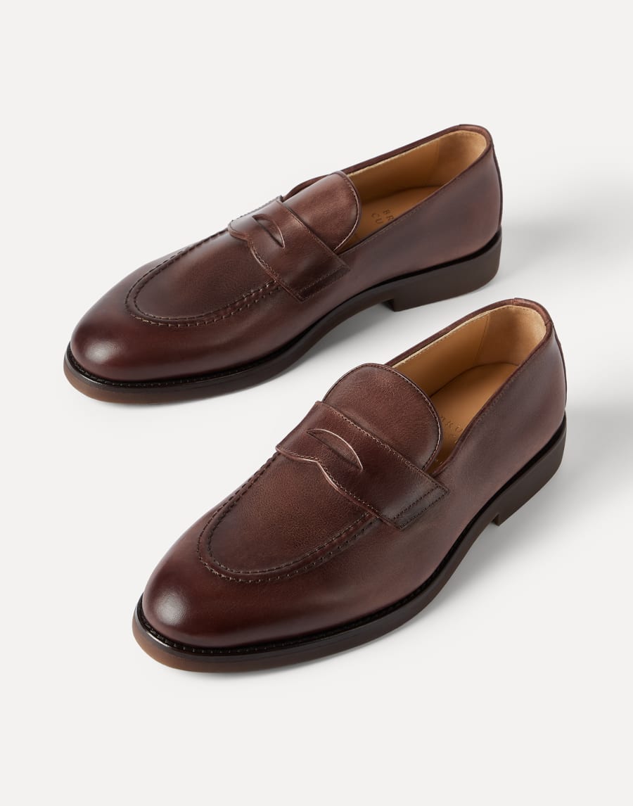 Calfskin penny loafers Cocoa Man - Brunello Cucinelli