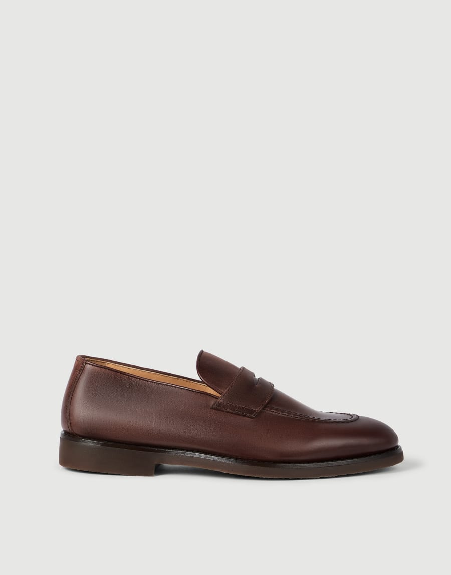Calfskin penny loafers Cocoa Man - Brunello Cucinelli
