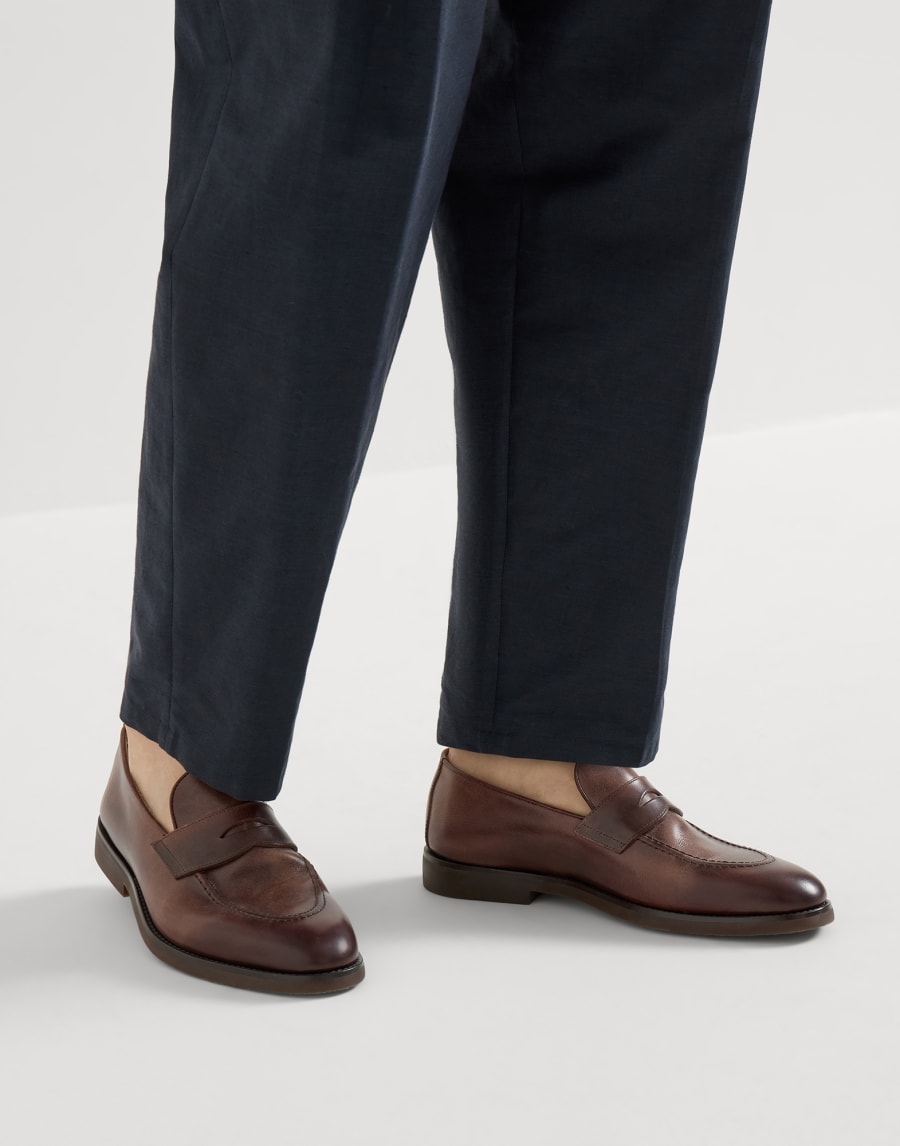 Calfskin penny loafers Cocoa Man - Brunello Cucinelli