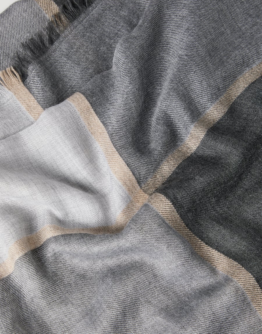Écharpe color-block en cachemire et soie Plomb Homme - Brunello Cucinelli