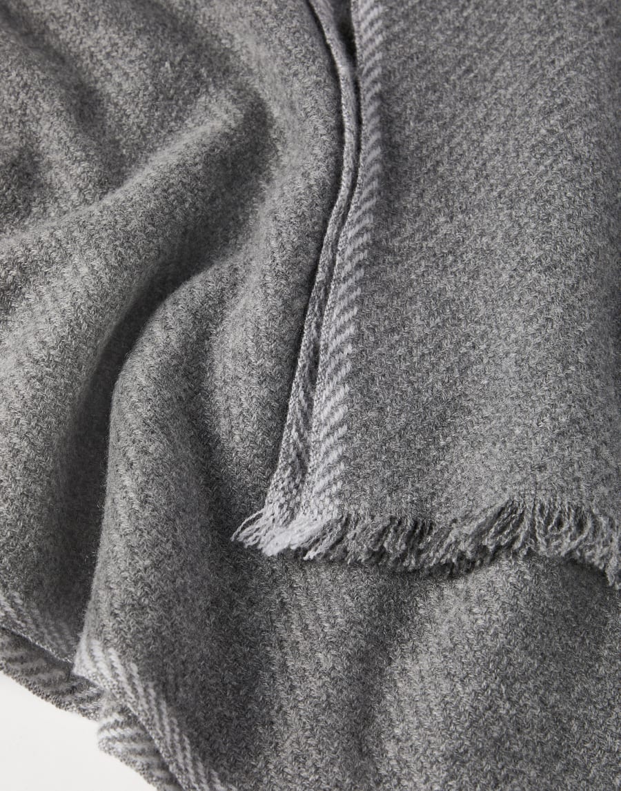 Écharpe en sergé de cachemire Gris Moyen Homme - Brunello Cucinelli