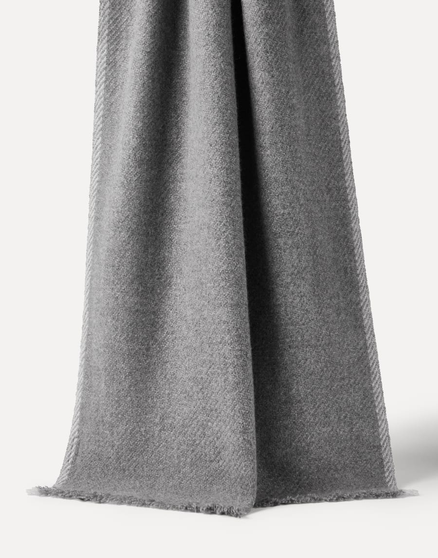 Écharpe en sergé de cachemire Gris Moyen Homme - Brunello Cucinelli