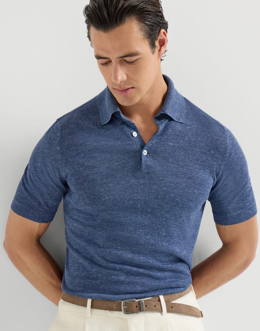 Polo-style sweater Denim Man - Brunello Cucinelli