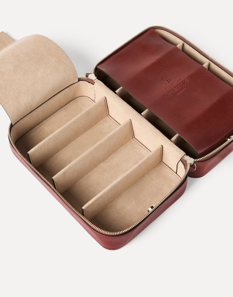 Calfskin glasses organizer Wine Man - Brunello Cucinelli