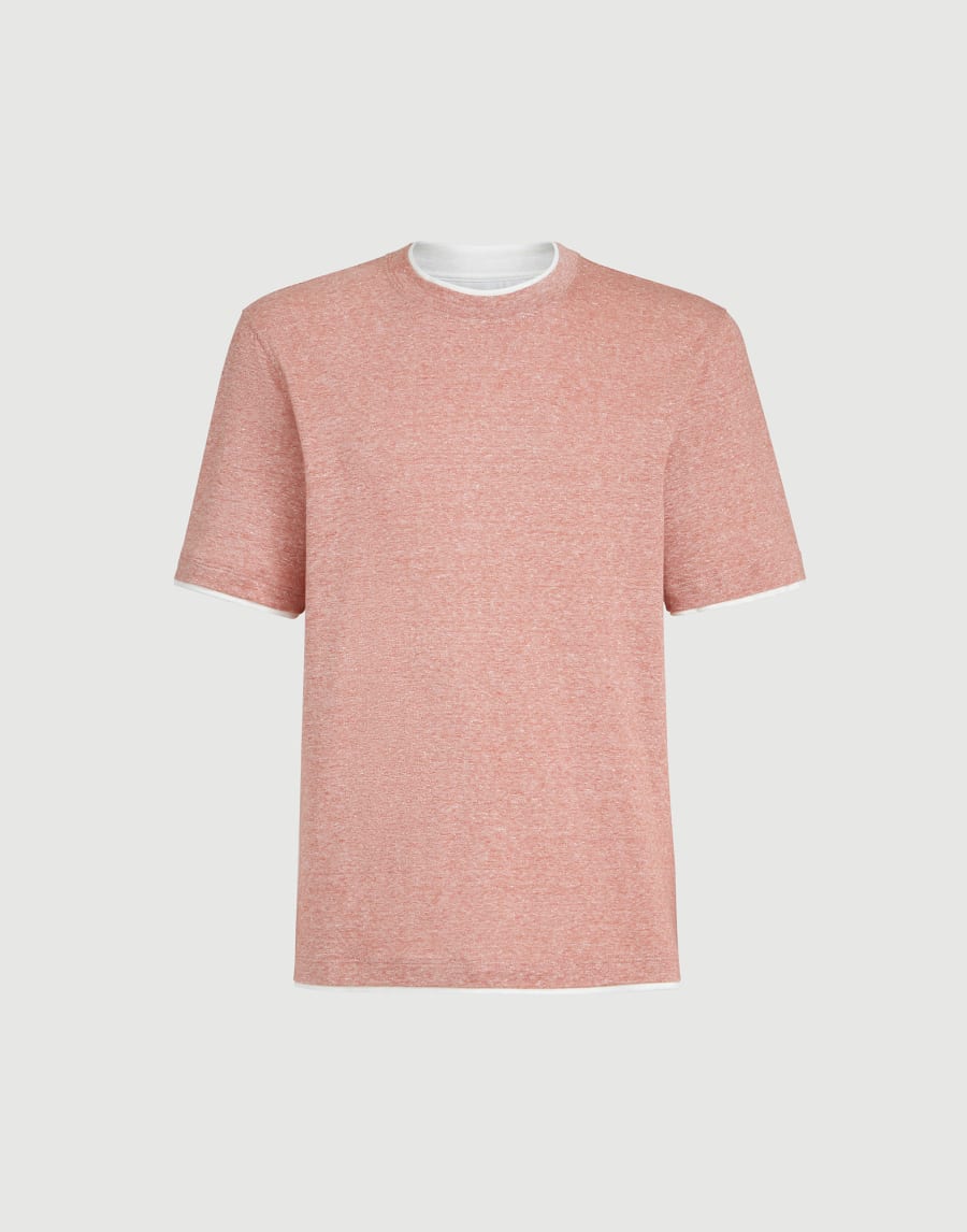 T-shirt with faux-layering Orange Man - Brunello Cucinelli