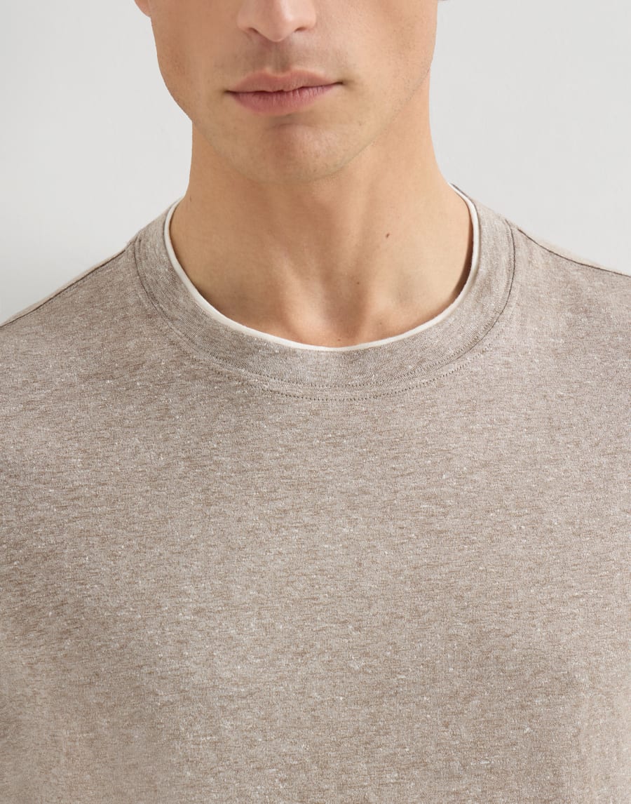 T-shirt with faux-layering Hazelnut Man - Brunello Cucinelli