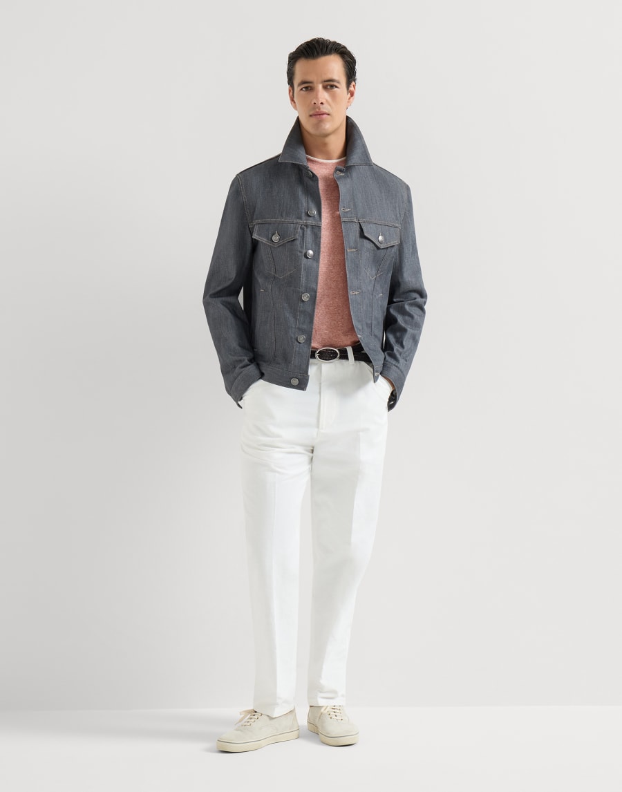 T-shirt with faux-layering Orange Man - Brunello Cucinelli