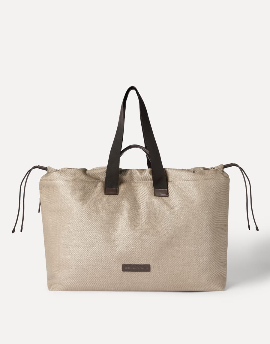 Small Leisure bag in raffia and leather Beige Lifestyle - Brunello Cucinelli