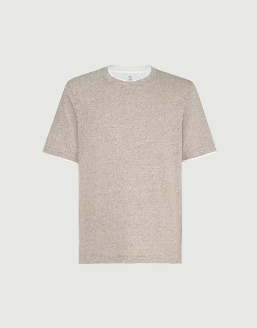 T-shirt with faux-layering Hazelnut Man - Brunello Cucinelli