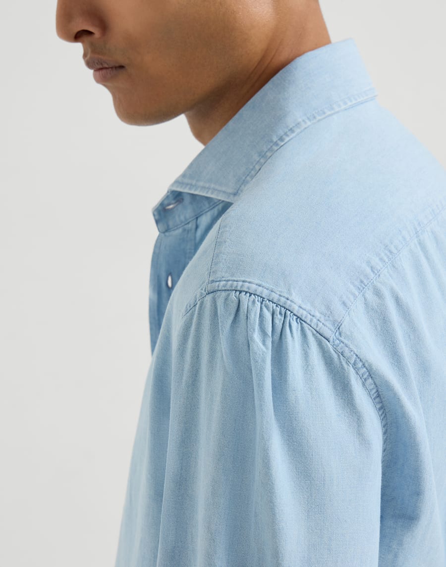 Chambray shirt Light Denim Man - Brunello Cucinelli