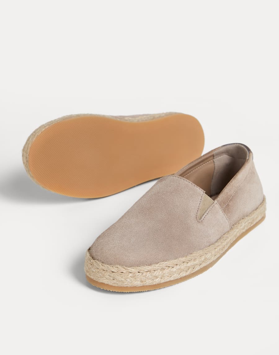 Slip-on en daim avec application en corde Marron Clair Garçon - Brunello Cucinelli
