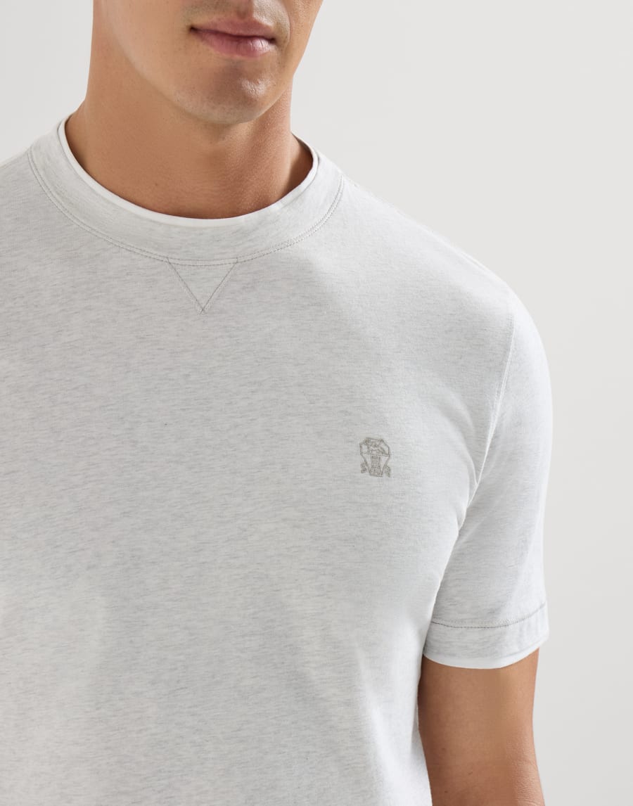 Футболка с эффектом наложения слоев Жемчужно-Серый Мужчина - Brunello Cucinelli