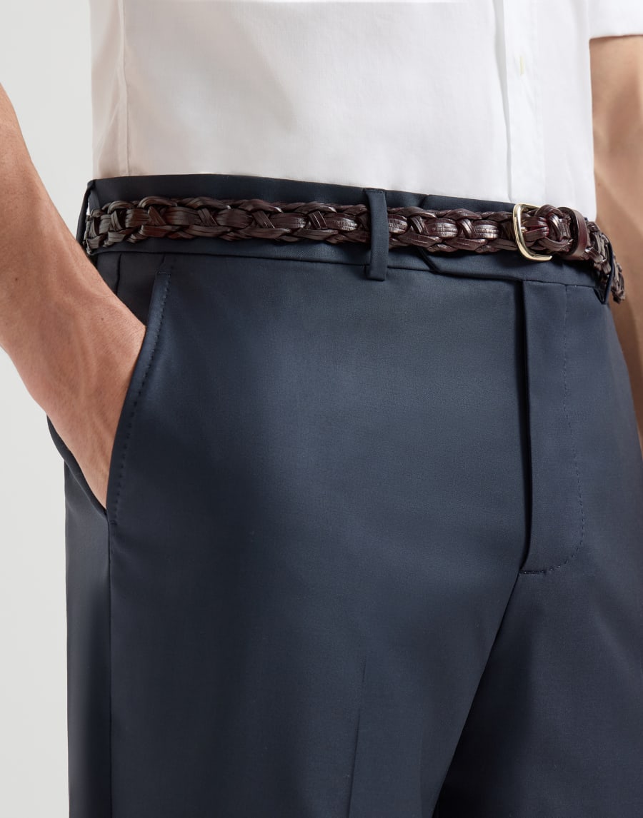 Virgin wool trousers Navy Blue Man - Brunello Cucinelli