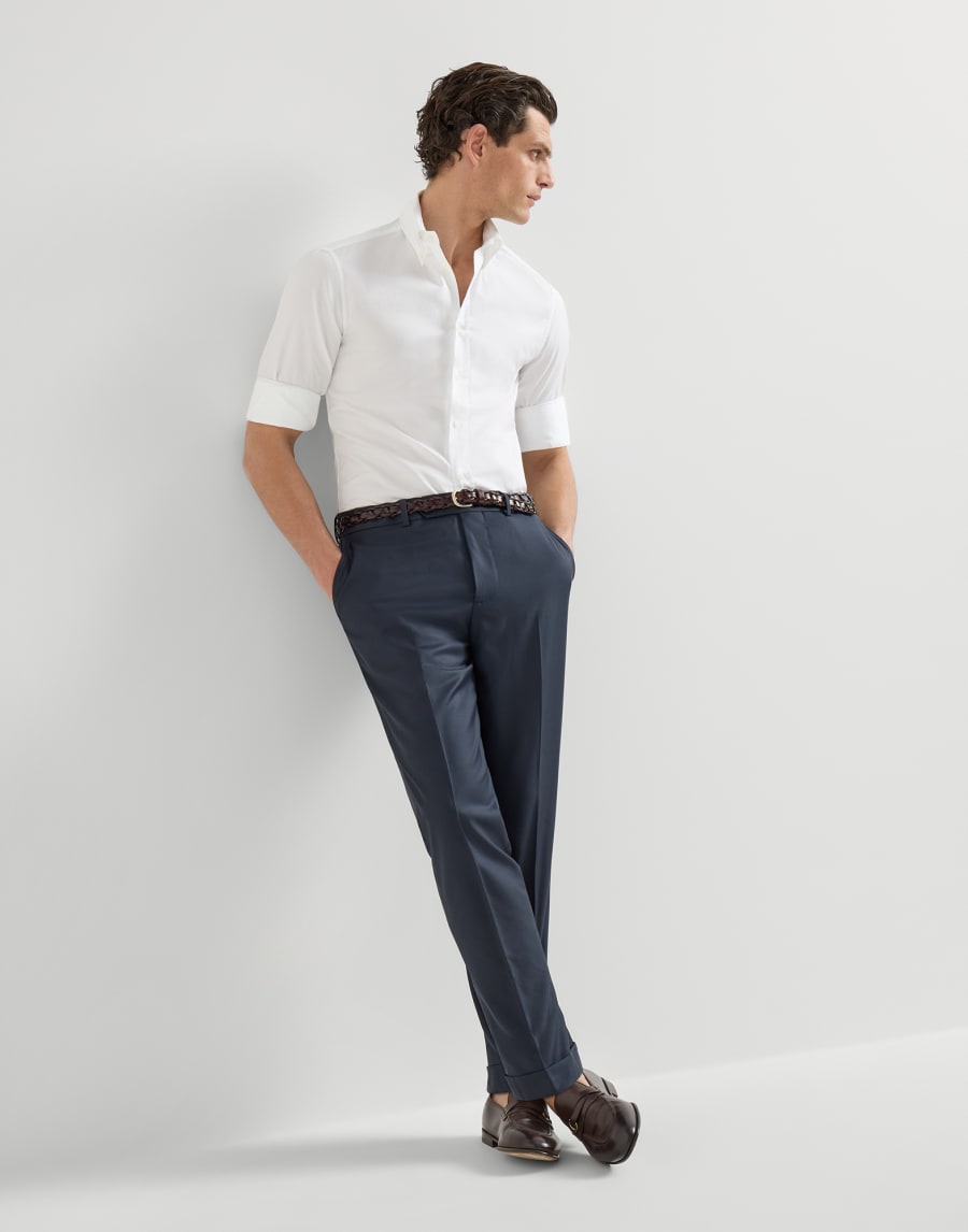 Virgin wool trousers Navy Blue Man - Brunello Cucinelli