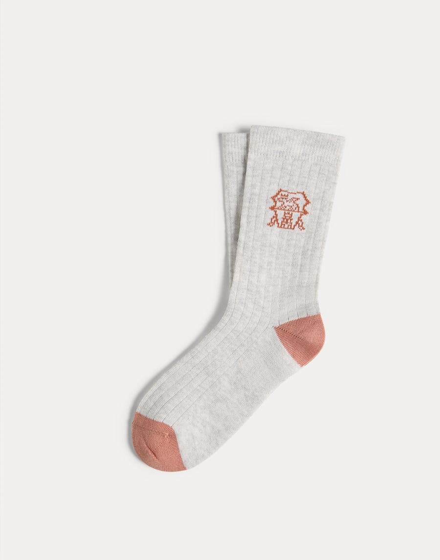 Rib knit socks with inlay Apricot Boys - Brunello Cucinelli