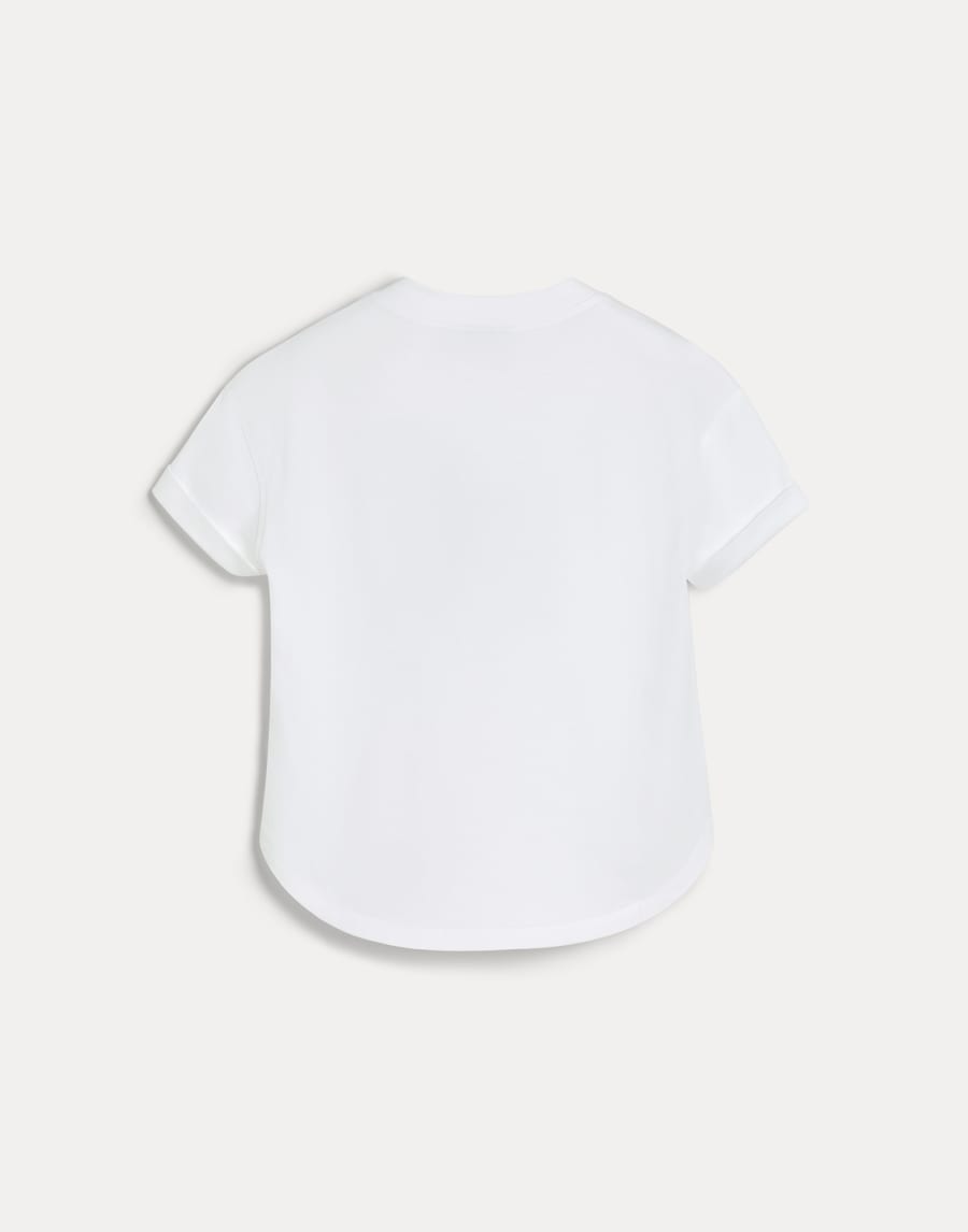 印花装饰棉质汗布T恤 白色 女童 - Brunello Cucinelli