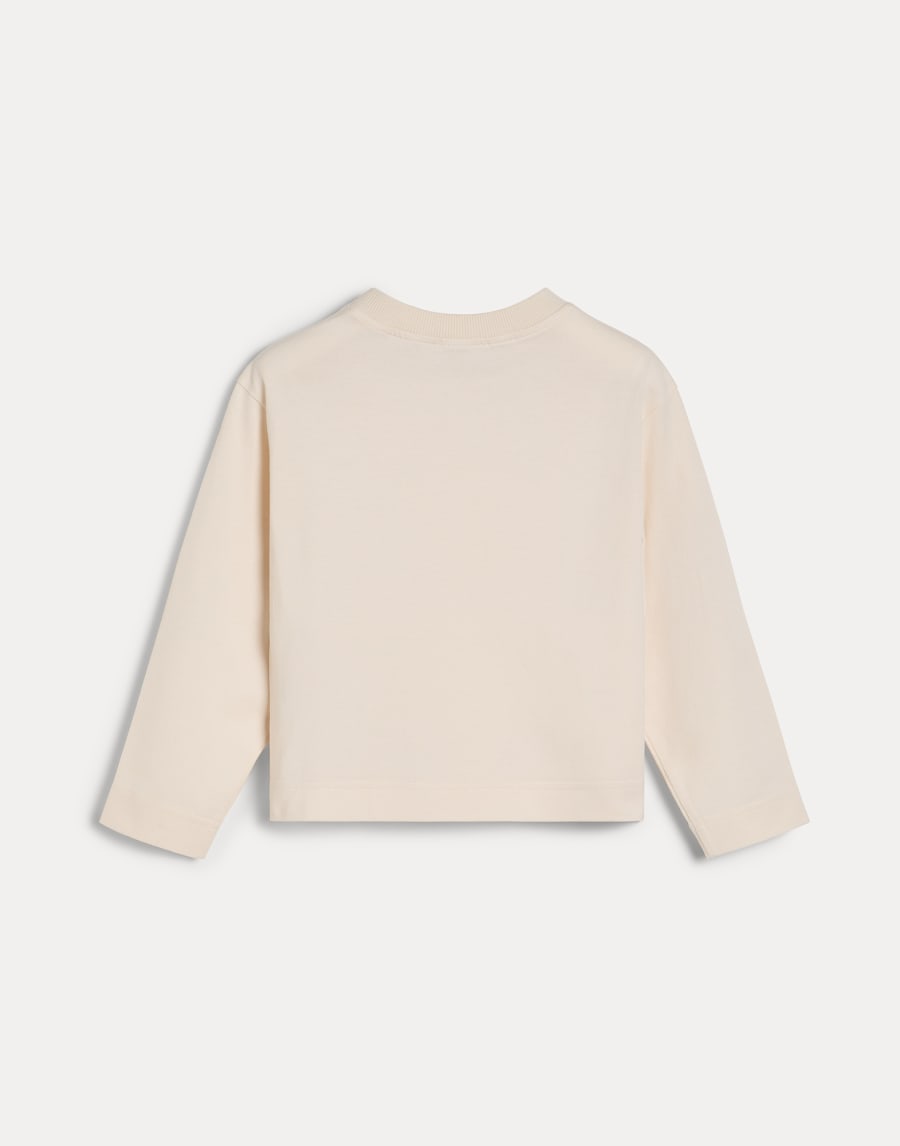 镶珠装饰长袖T恤 巴拿马色 女童 - Brunello Cucinelli