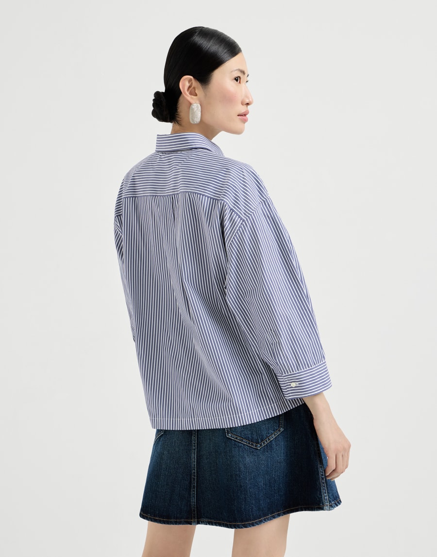 条纹府绸衬衫 空军蓝 女款 - Brunello Cucinelli