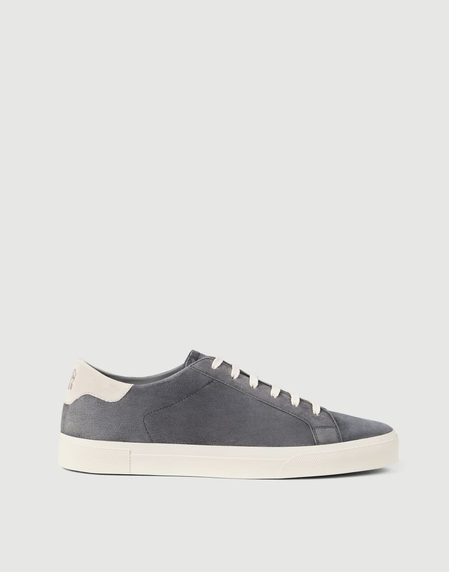 绒面革胶底鞋 中灰 男款 - Brunello Cucinelli