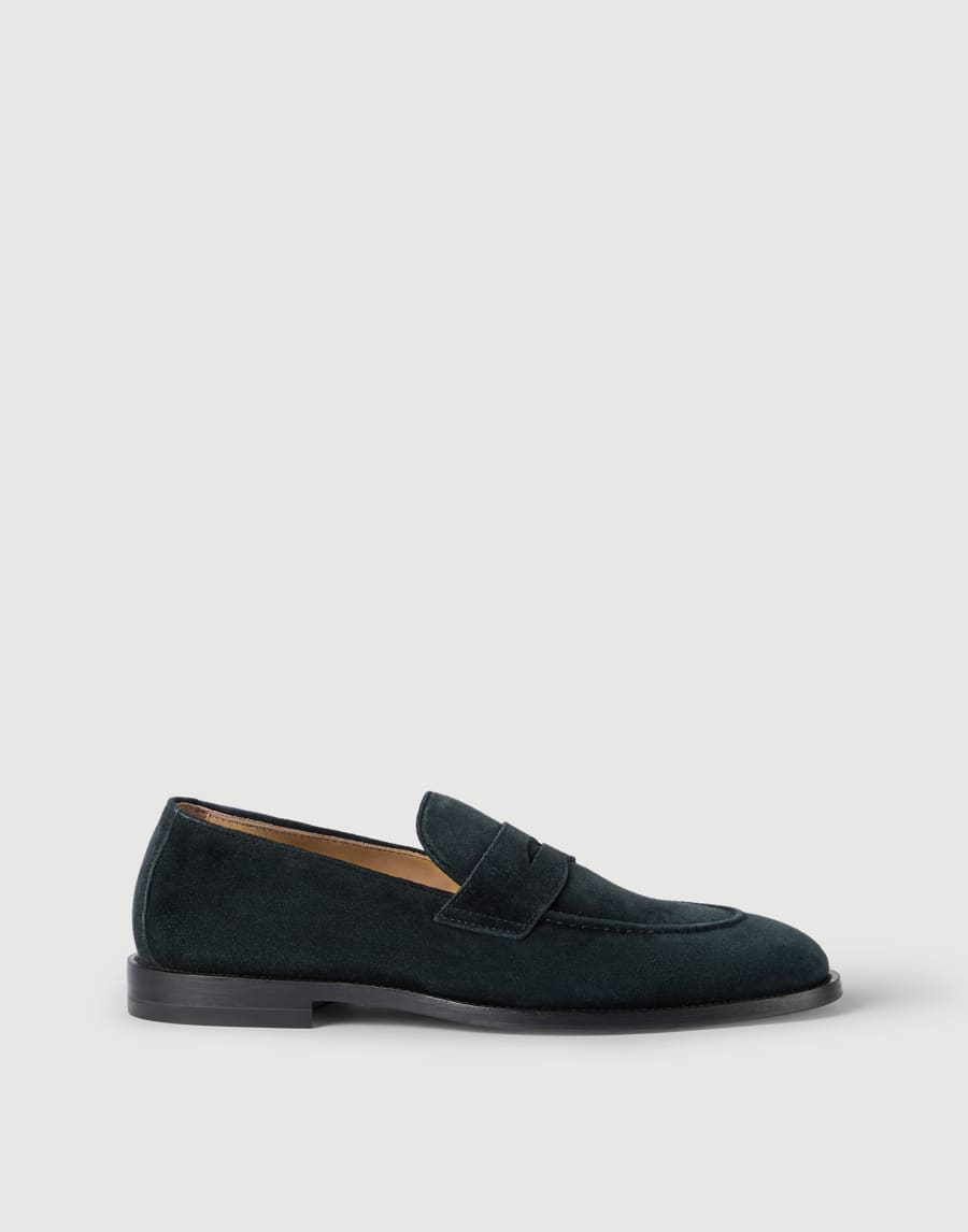 Suede Penny loafer Black Man - Brunello Cucinelli