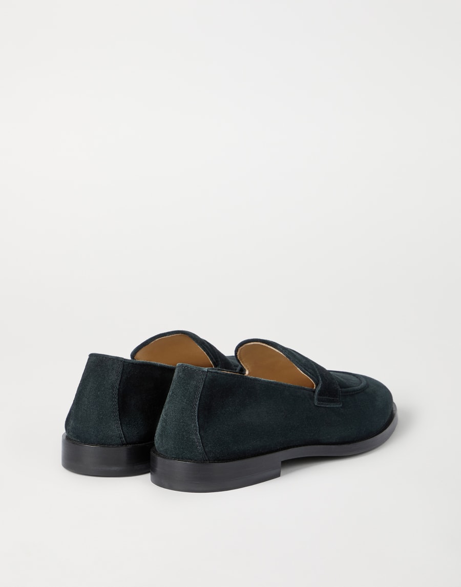 Suede Penny loafer Black Man - Brunello Cucinelli