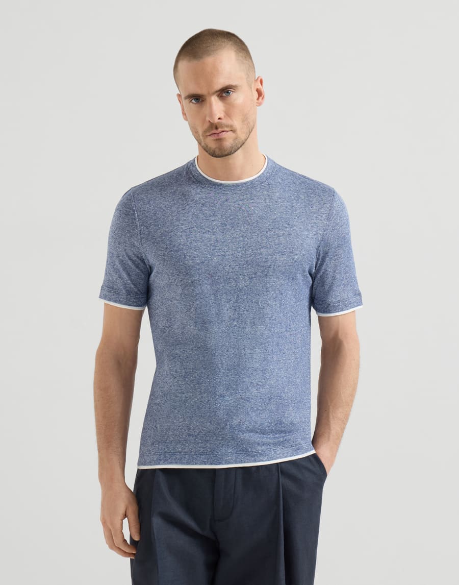 假叠层T恤 天蓝色 男款 - Brunello Cucinelli