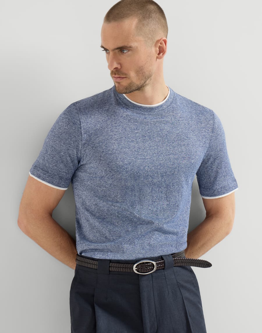 假叠层T恤 天蓝色 男款 - Brunello Cucinelli