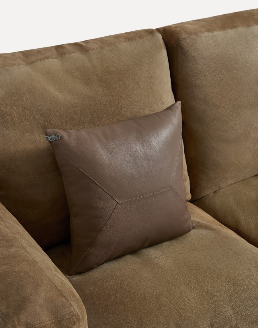 Cushion with monili Light Brown Lifestyle - Brunello Cucinelli